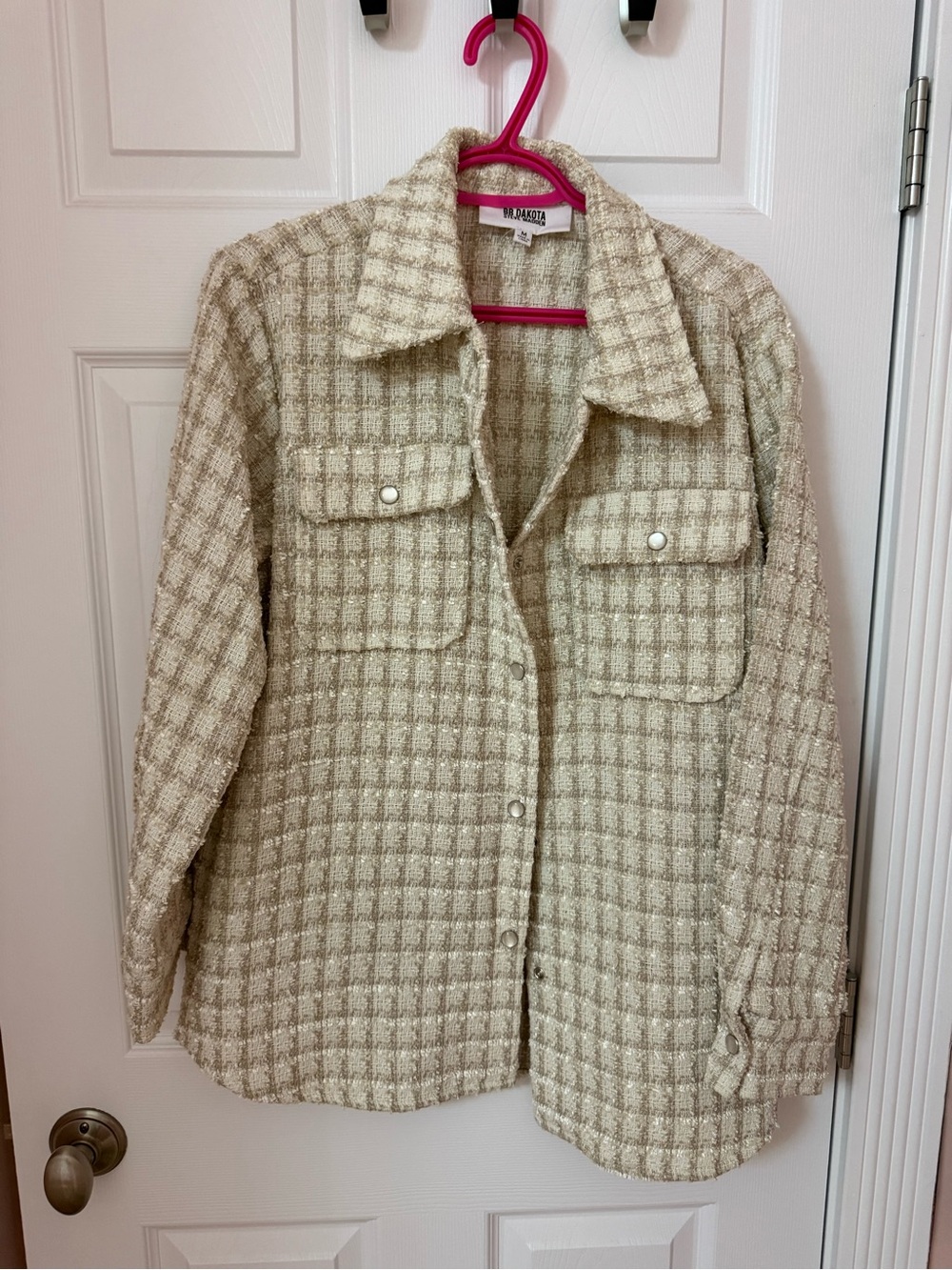 BB Dakota by Steve Madden Cream Tweed Button-Front Shacket